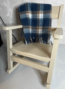 lot 83 image: Childs painted rocking chair and throw blanket