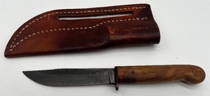 lot 79 image: Humke Hunting Knife and Leather Sheath