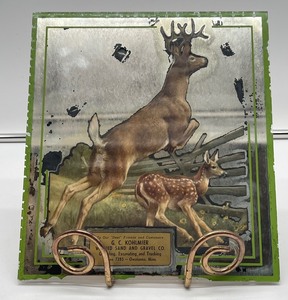 lot 152 image: Owatonna MN G.C. Kohlmier Washed Sand and Gravel Advertising Mirror Buck and Doe