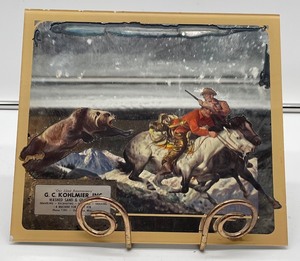 lot 153 image: Owatonna MN G.C. Kohlmier Washed Sand and Gravel Advertising Mirror Cowboys and Bear
