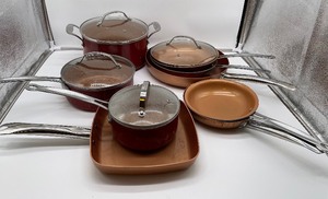 lot 176 image: Copper coated cookware