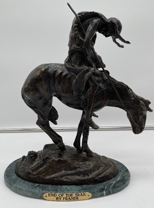 lot 181 image: End of the Trail by Fraser signed Bronze sculpture