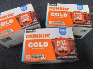 3- 10 pks Dunkin Cold Brew Kcups...