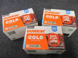 3- 10 pks Dunkin Cold Brew Kcups...