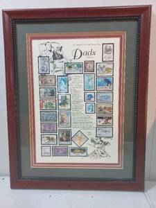 Framed Dads Collection Of Stamps