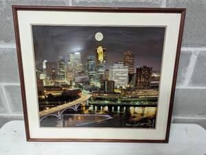 Framed Minneapolis Skyline Print by  Steven Linder