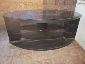 (G) Black Glass Top and Shelves TV ...