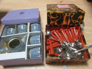 (R) Silverware Set and Tea Set...