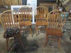 (G) 4 Solid Wood Chairs...