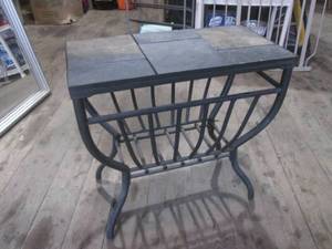 (G) Metal Side Table with Tile Top ...