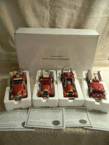 NATIONAL MOTOR MUSEUM SET OF 4 CLASSIC FIRE ENGINES 132 SCALE DIE CAST - IN BOX - ABSOLUTELY FANTASTIC SET - SEE PICTURES