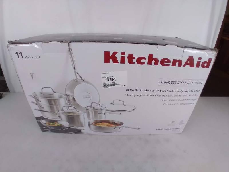 New KitchenAid 11-Pc. Stainless Steel and Aluminum Cookware Set