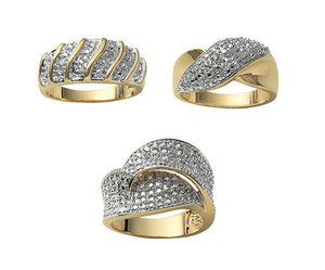 New Two Tone Diamond Accent 3 Pc. Fashion Ring Set, Size 10