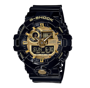 New G-Shock Mens Black and Goldtone AnalogDigital Watch