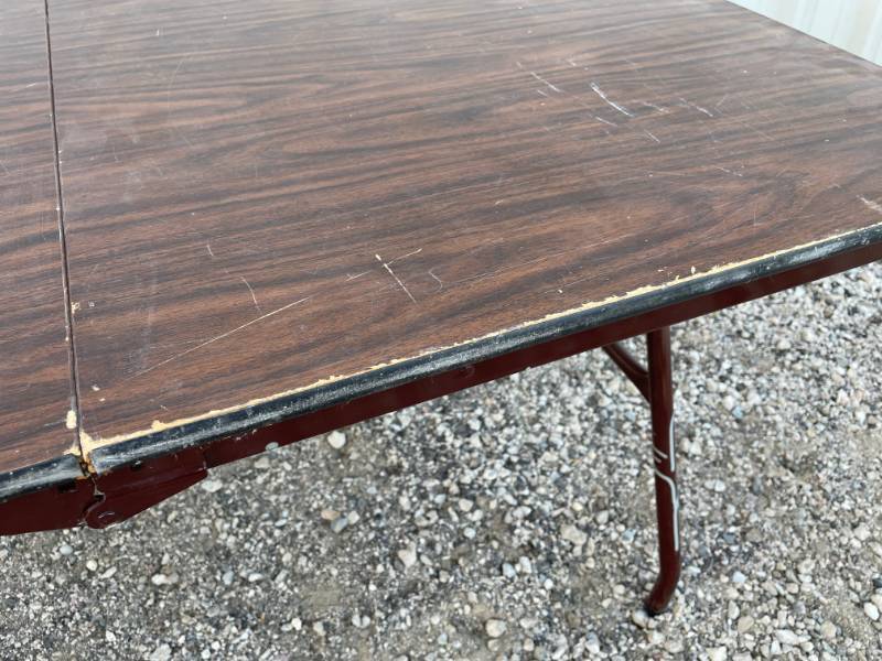 lot 81A image: Portable Folding Heavy Duty Metal and Wood Table N
