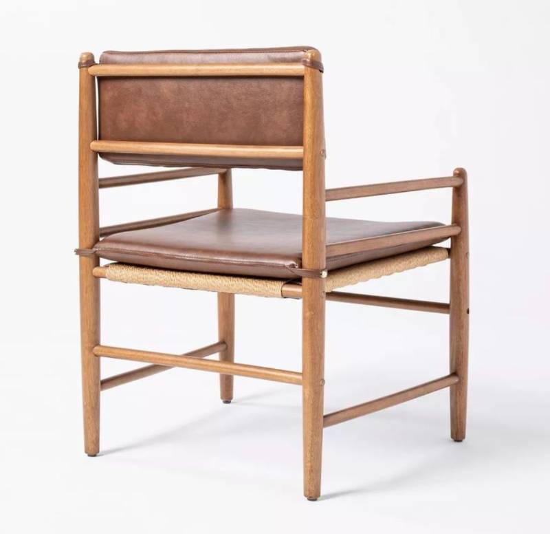 lot 7 image: New Threshold Layton Faux Leather Accent Chair with Wood Frame Knock Down designed with Studio McGee F