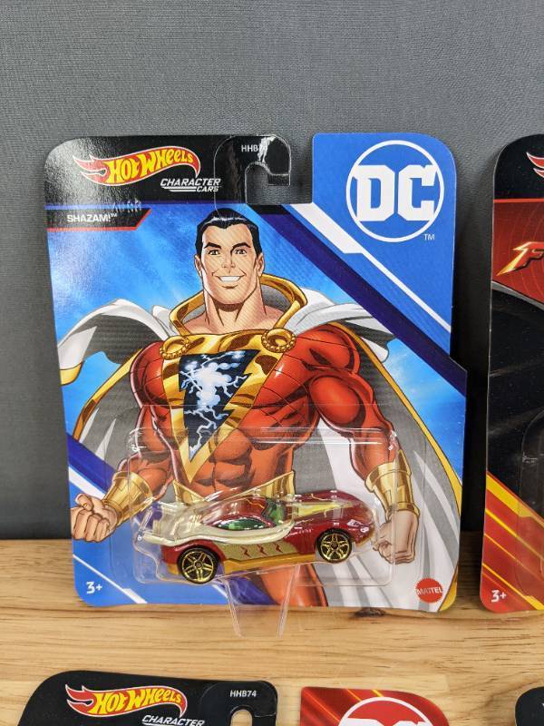 lot 32A image: Collection of 6 Brand New Mattel DC Comic Hot Wheels Character Cars F