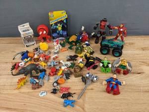 lot 35A image: Collection of Kids Action Figures and Animal Toys Superman, Batman, Green Lantern, Ninja Turtle, and Much More F