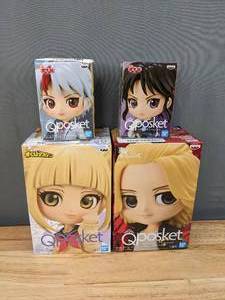 lot 39 image: New Banpresto Q Posket Figurines - Tokyo Revengers Manjiro Sano, My Hero Academia Toga Himiko, Yashahime Princess Half-Demon, and Towa Higurashi F