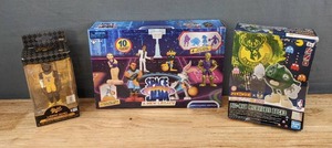 lot 96 image: (3) New Memorabilia Figures, Space Jam, Pac-Man, and  Lebron James F