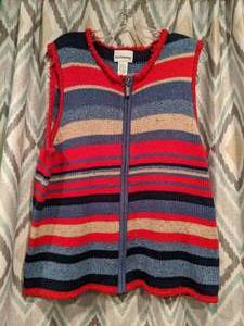 lot 472 image: breckenridge Womens Zip Up Vest Red Blue Tan Size Large P