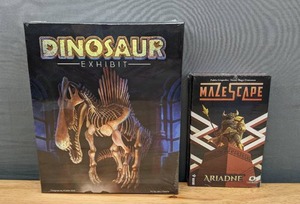 lot 163 image: New Games Dinosaur Exhibit Roll and Write Game and Mazescape Ariadne Card Game F