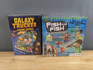lot 94 image: New Kids Games Galaxy Trucker Jigsaw Puzzle and Survival Skillz Fish for Fish Game F