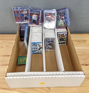 lot 60B image: NFL Football Card Box Lot and Sleeves Featuring Mahomes, Brees, Brady, Rodgers, Lamar, Dak and so much more R