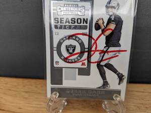 lot 64B image: 2019 Panini Contenders Derek Carr Autographed NFL Football Card Las Vegas Raiders I