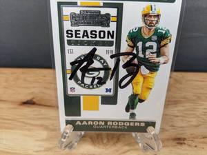 lot 34B image: 2019 Panini Contenders Aaron Rodgers Autographed NFL Football Card Green Bay Packers I