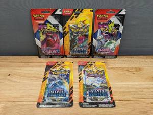lot 63B image: (5) New Pokemon TCG Booster Packs (10 Cards Each) - Sword & Shield Silver Tempest and Fusion Strike O
