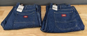 lot 111A image: 2 New Pairs of Dickies 1999 Carpenter Jeans - Rinsed Stonewashed Indigo Blue - Mens Size 32L 36W J