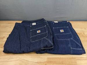 lot 29B image: 2 New Pairs of Mens Carhartt Work Pants Size 54x30 J