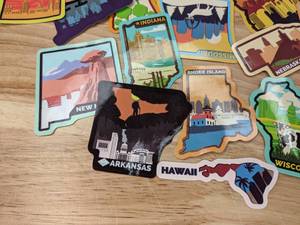 lot 65B image: 50 United States Stickers Minnesota California Texas New York Idaho Dakotas Hawaii Alaska Wisconsin V