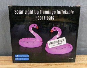 lot 164 image: New Inflatable Flamingo Pool Floats with Solar Powered Lights Q