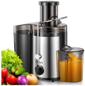 lot 99B image: Brand New Qcen Juicer Machine, 500W Centrifugal Juicer Extractor with Wide Mouth 3 Feed Chute for Fruit Vegetable, Easy to Clean, Stainless Steel, BPA-free (Green)   Q