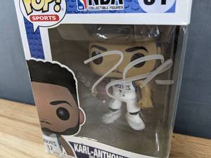 lot 38A image: Brand New Funko POP Minnesota Timberwolves Autographed by Karl-Anthony Towns NBA Basketball Vinyl Toy Figure I