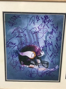 lot 69 image: 1994 Kelly Russell Studios Minnesota Vikings Autographed Lithographic Print - Purple Haze Created by Tom Bates