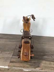 lot 127 image: Handmade Wood 14 x 8 Motorcycle Detailed Collectible Harley Chopper Hog