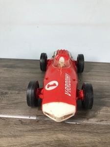 lot 128 image: Vintage 1963 Mattel V-RROOM Red #1 Race Car Guide Whip Racer 14 Inches