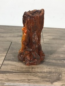 lot 407 image: Vintage Hand Made Bearded Old Man in Tree Trunk Wax Candle Figurine - Weeping Willow Candles - CBL Inc.