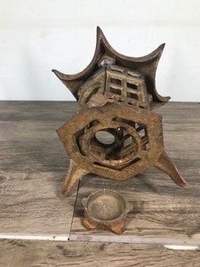 lot 449 image: Japanese Cast Iron Lantern ( Holds a candle inside)