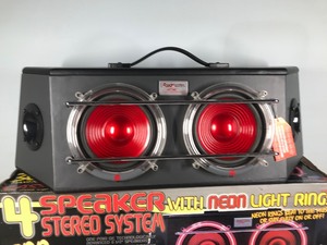 lot 476 image: New 4 Speaker Stereo System with Neon Light Rings - 300 Watts Maximum Input Power