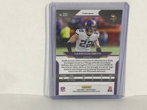 lot 393 image: 2020 Panini Prizm Harrison Smith Red White & Blue Prizm #222 Minnesota Vikings