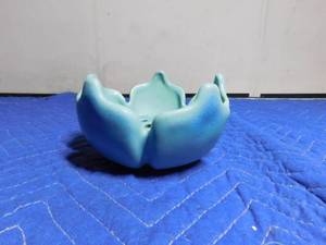 lot 293 image: Vintage Van Briggle blue bowl and flower frog