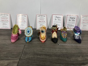 lot 343 image: Ashton Drake Heirloom Ornaments Stepping in Time Collectible Shoes (6 total)