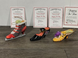 lot 341 image: Ashton Drake Heirloom Ornaments Stepping in Time Collectible Shoes (6 total)