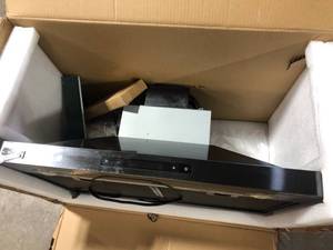 lot 13 image: AKDY 30 in. 343 CFM Convertible Wall Mount Black Stainless Steel Kitchen Range Hood with Touch Panel   Customer Returns See Pictures