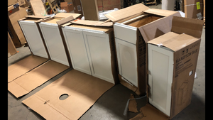 lot 22 image: Lot of Assorted Kitchen Cabinets Various Sizes and Models and Conditions     Customer Returns See Pictures