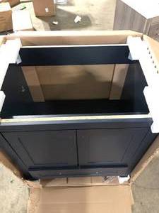 lot 32 image: Home Decorators Collection Craye 30 in. W x 22 in. D x 34 in. H Bath Vanity Cabinet without Top in Deep Blue Customer Returns See Pictures